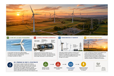 Production d'électricité dans un parc à éoliennes - 1